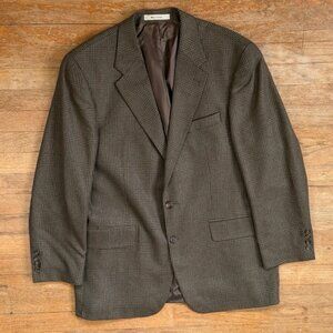 Vintage Mens Ralph Lauren Plaid Blazer Size 42R/43R 90s Silk/Wool Olive Green